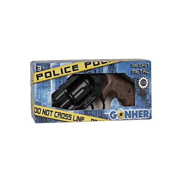 Policejní revolver černý Gold kov 12 ran  ****