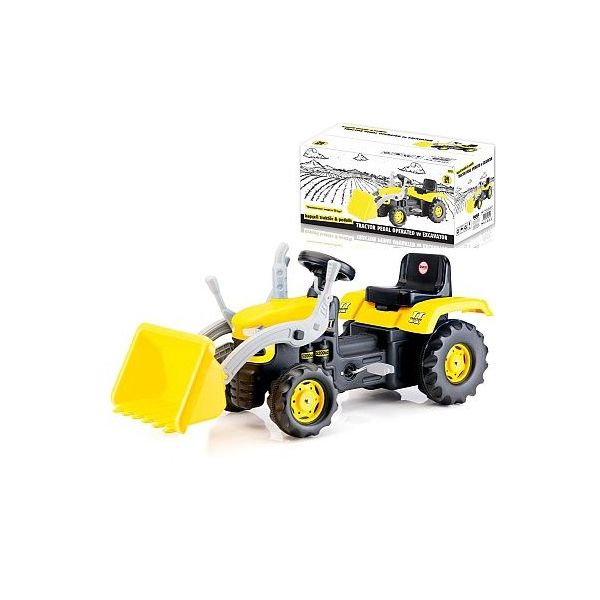 Traktor šlapací s rypadlem velký žlutý  ****