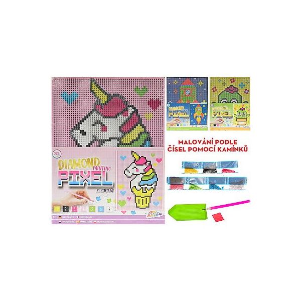 Malování na plátno 20x15cm barevnými kamínky podle čísel 3druhy