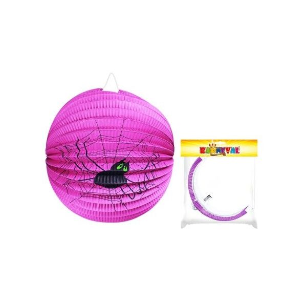 Lampion Halloween koule s pavoukem 25 cm