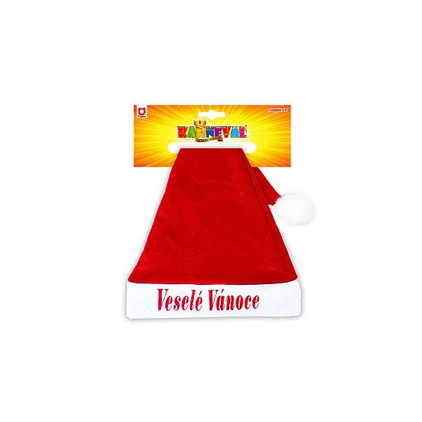 Čepice vánoční s nápisem Veselé Vánoce