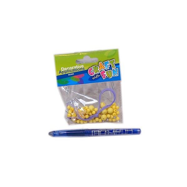 Dekorace - Korálky plastové žluté  ***