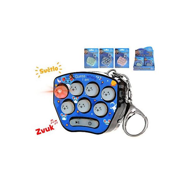 klíčenka/křeček hra 6cm na baterie se světlem a zvukem 4barvy