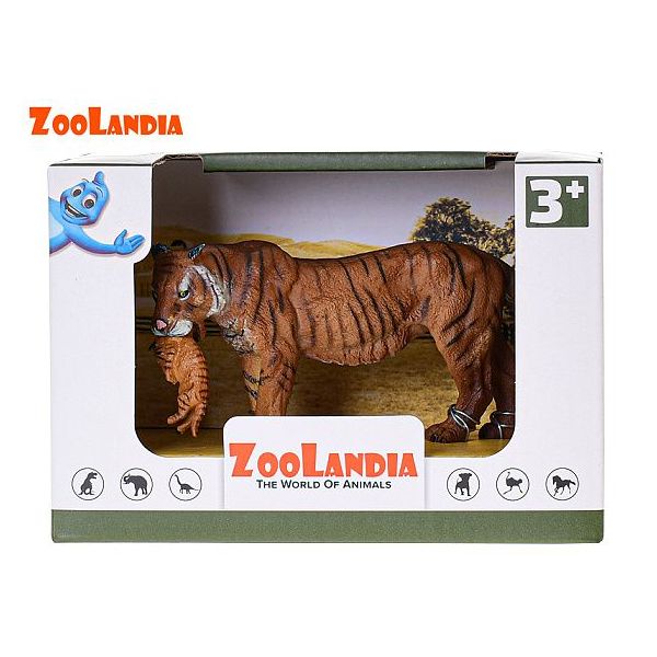 Zoolandia tygr s mládětem 15cm v krabičce