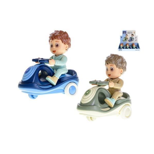 Skútr 11cm na setrvačník s panáčkem 2barvy