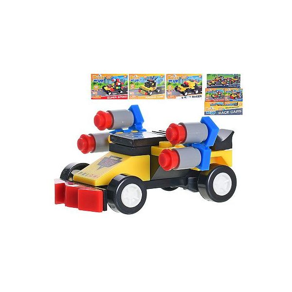 BuildMeUp stavebnice - Závodní auta 4druhy 31-50ks v krabičce