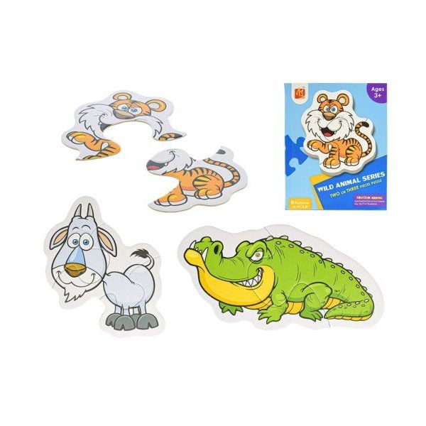 Puzzle dětské 18x13cm Zvířátka safari 16dílků 6obrázků
