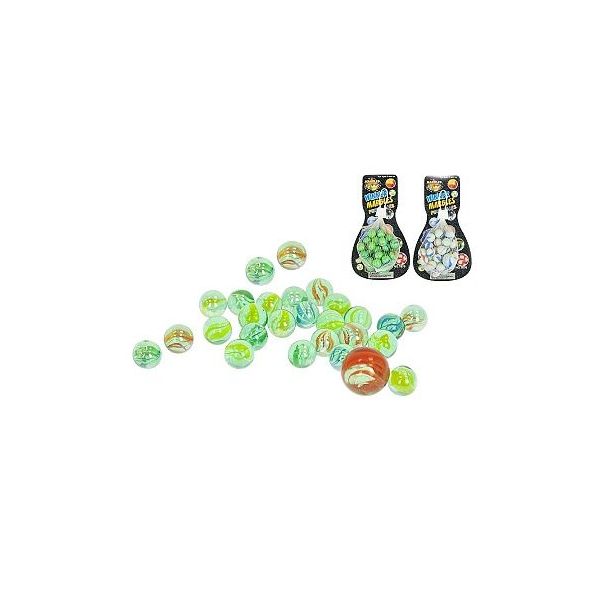 Kuličky skleněné 24ks +1ks 3druhy na kartě