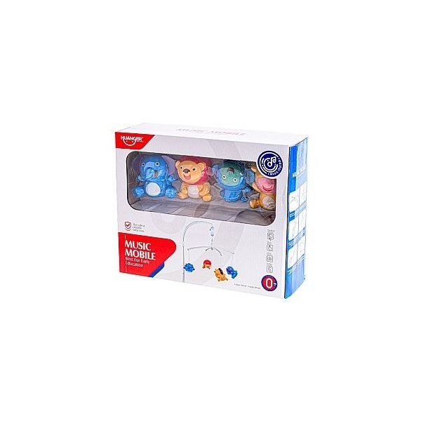 Kolotoč nad postýlku 65cm se zvířátky na natažení se zvukem 0m+